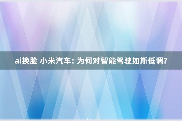 ai换脸 小米汽车: 为何对智能驾驶如斯低调?
