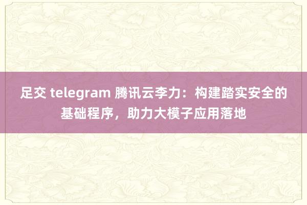 足交 telegram 腾讯云李力：构建踏实安全的基础程序，助力大模子应用落地