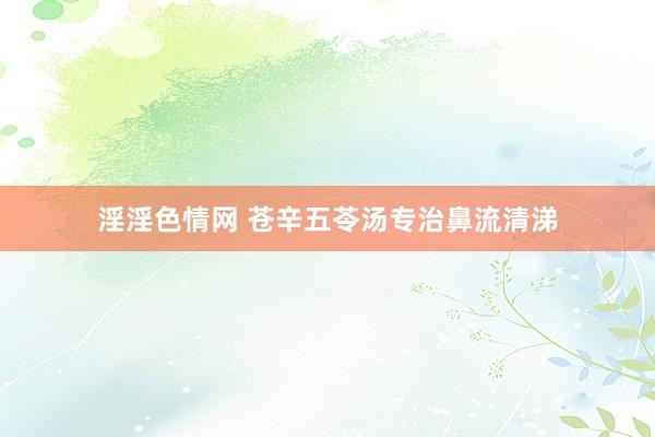 淫淫色情网 苍辛五苓汤专治鼻流清涕