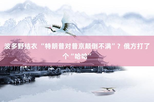 波多野结衣 “特朗普对普京颠倒不满”？俄方打了个“哈哈”
